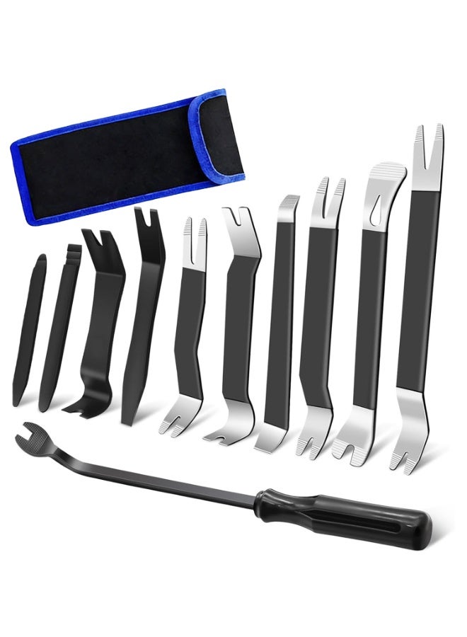 YelaJoy 12 PCS AutoTrim Removal Tool Kit, Metal Pry Tool Auto Fastener Remover Pry Bar Set Trim Remover Kits for Vehicle Door Panel, Audio Radio Panel, Dashboard Repair Kit - Image 1